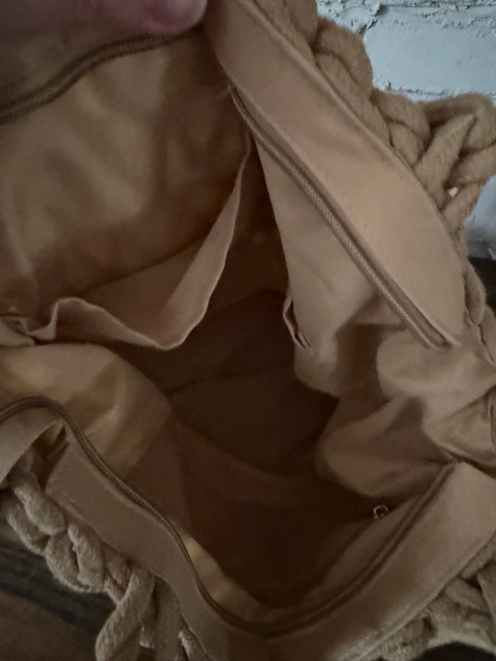 Woven Macramé Tote Bag in Tan - Picture 4 of 11